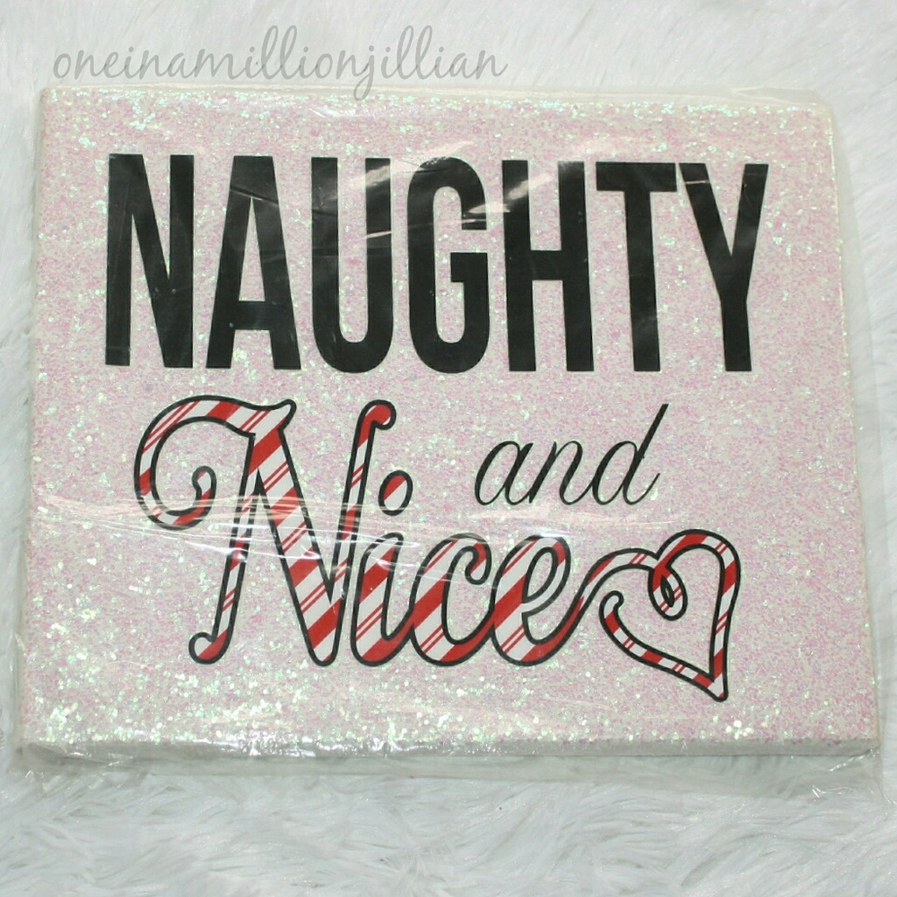 Naughty & Nice Glitter Canvas Art - Holiday Decor